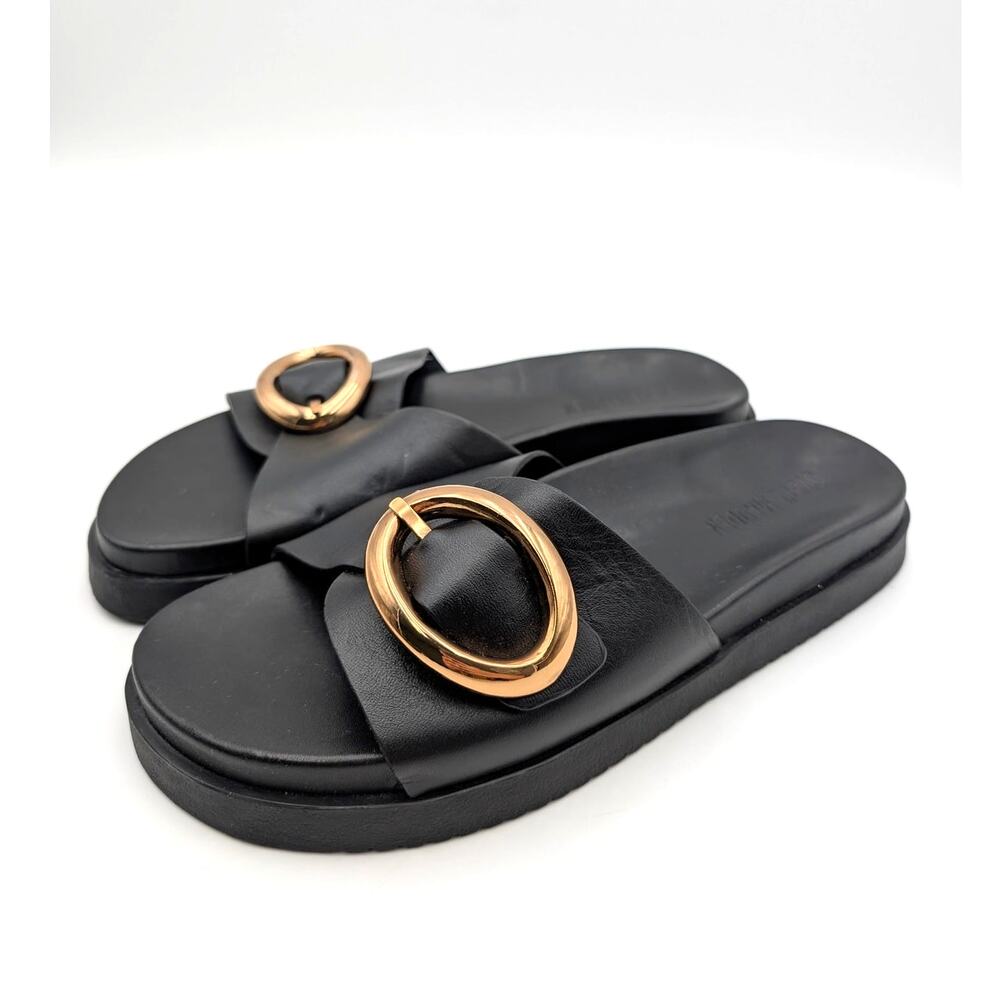 Steve Madden Mandie Slide Sandals Women's Leather Black/Gold Size US9.5M EU40